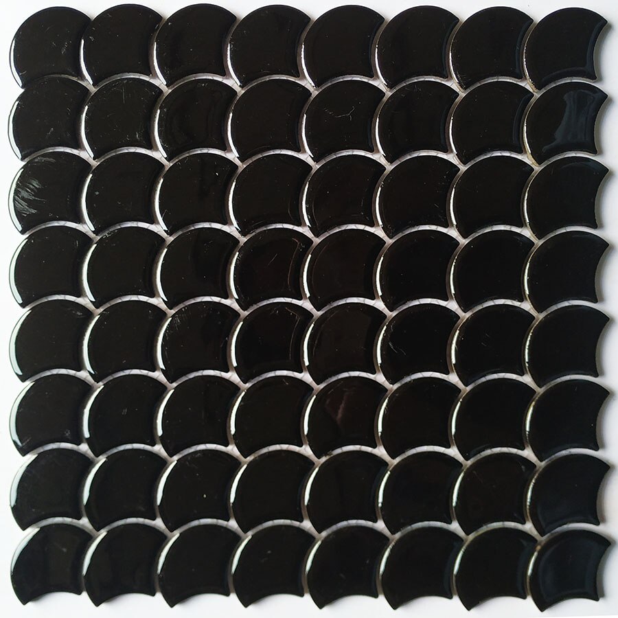 Gạch Mosaic vảy cá đen men bóng SH-C9070